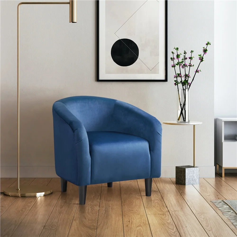 Alden Design Upholstered Barrel Accent Chair for Livingroom, Yellow Velvet