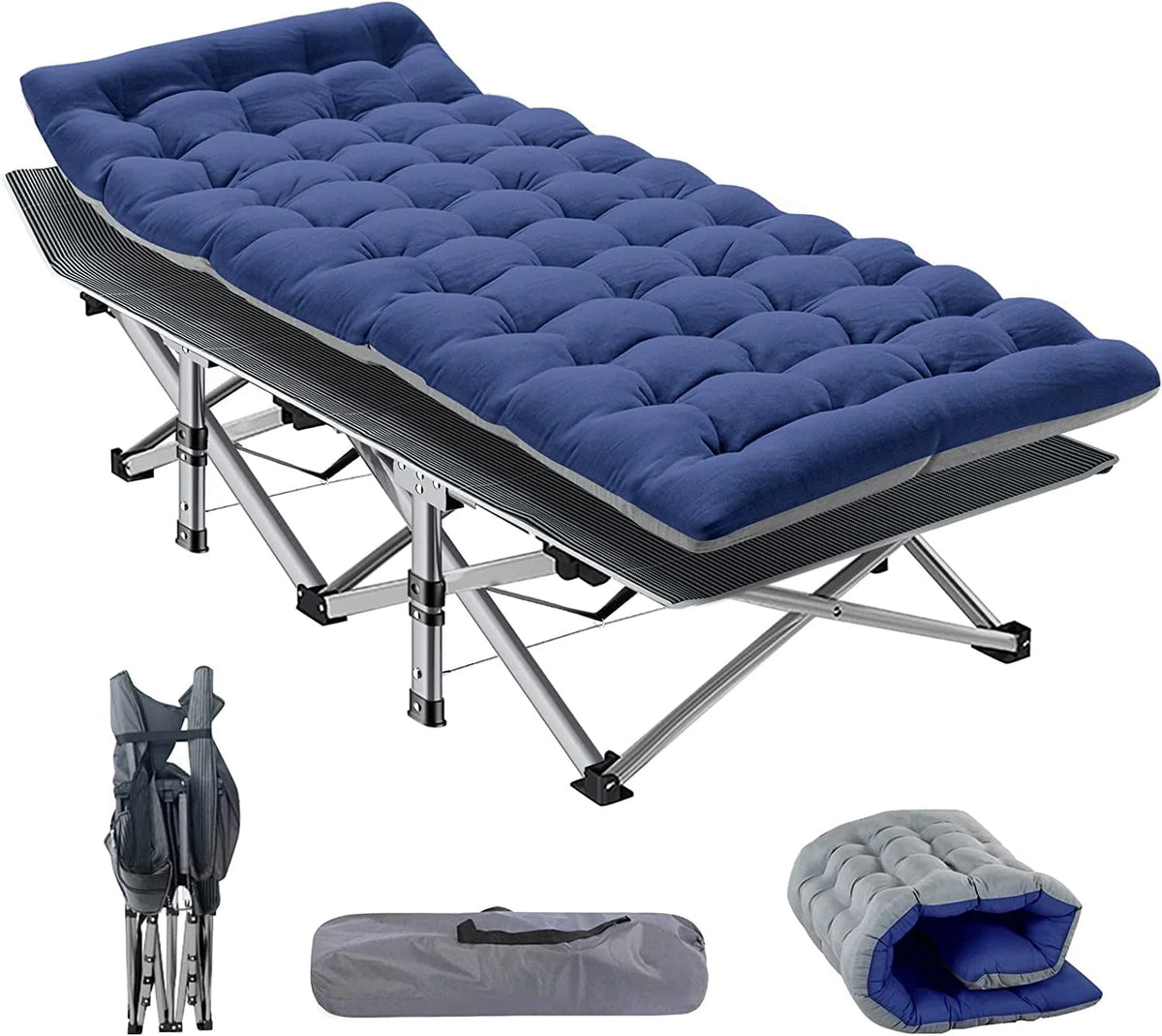 Slsy Folding Camping Cot for Adults, Folding Cot Bed for Sleeping with 2 Sided Mattress & Carry Bag, Tent Cot, Supports 880 lbs