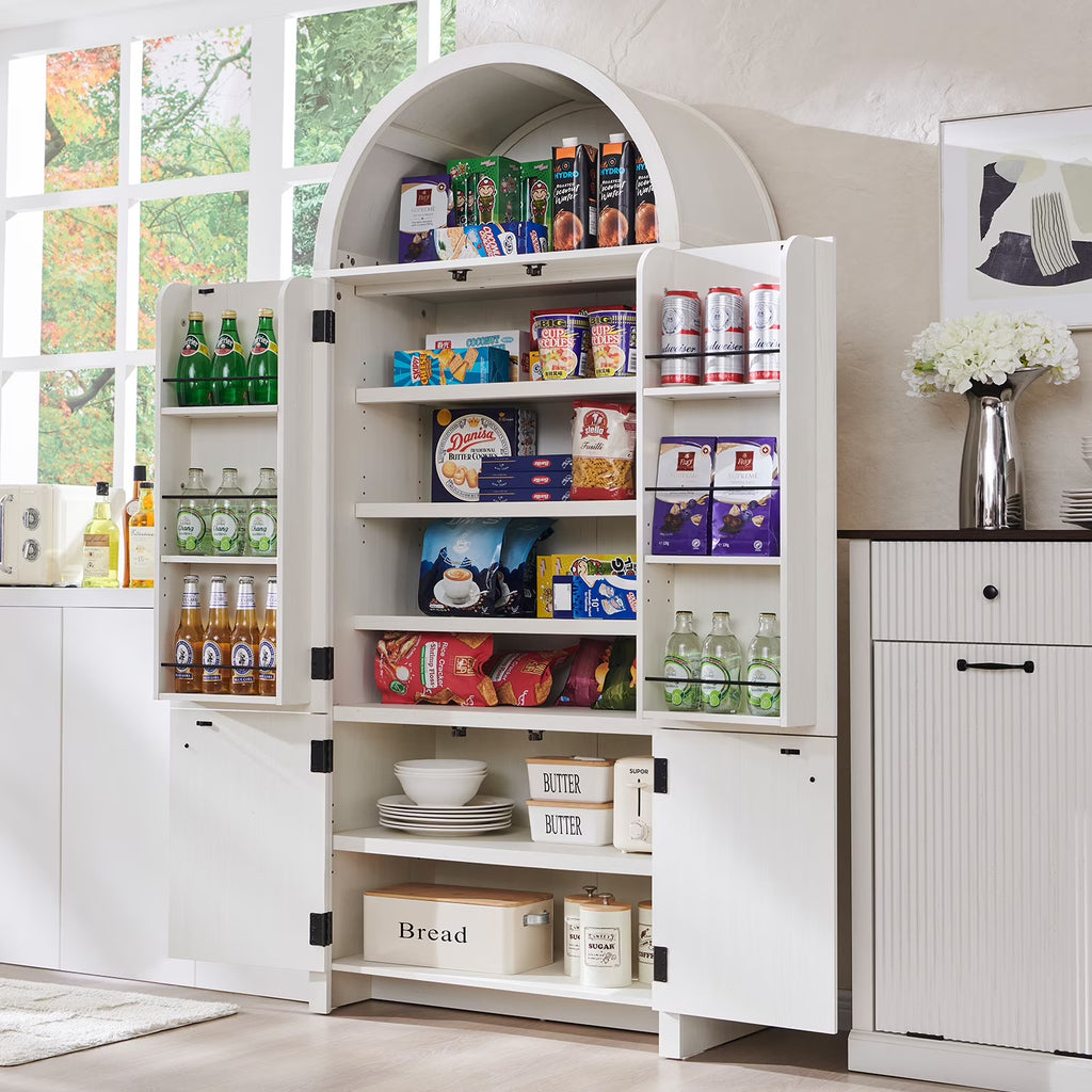 IFGET 71" Tall Arched Kitchen Pantry Storage Cabinet, Large Storage Cabinet with Adjustable Shelves, Pantry Cabinet for Kitchen, Dining Room