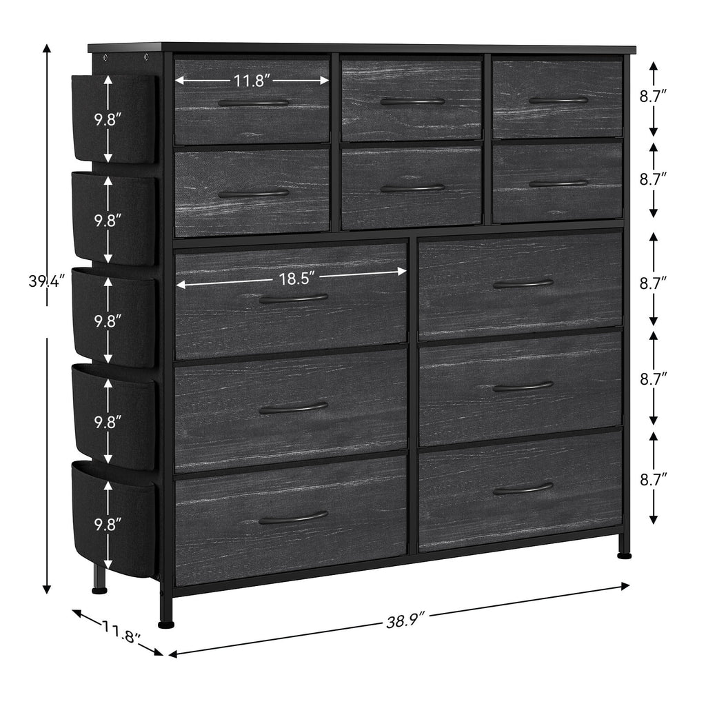 KATIDAP Dresser for Bedroom with 12 Drawer, Dressers & Chests of Drawers for Hallway, Entryway, Storage Organizer Unit with Fabric, Sturdy Metal Frame, Wood Tabletop, Easy Pull Handle,Pink