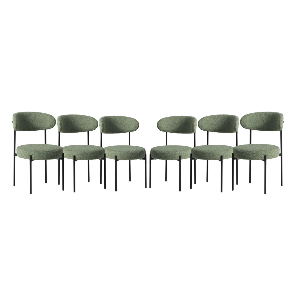 WestinTrends Alexandria Mid-Century Modern Upholstered Sherpa Round Dining Chairs (Set of 4), Sunset Gold