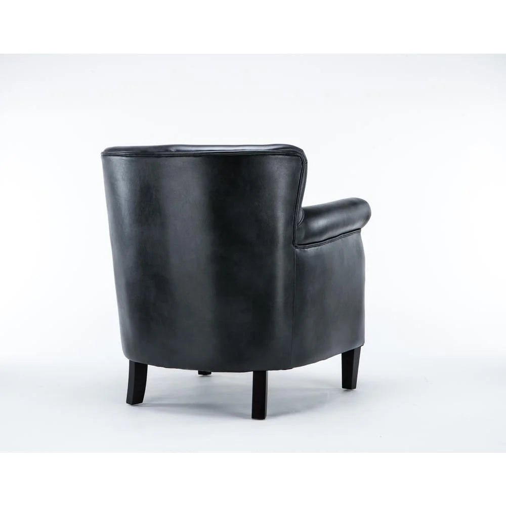 Comfort Pointe Holly Navy Blue Faux Leather Club Chair with Nail Head Trim