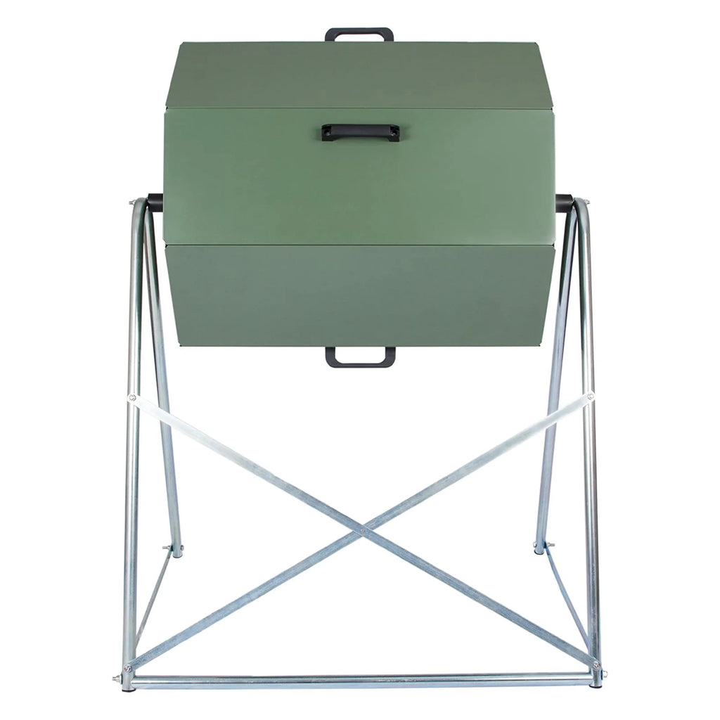 Jora Composter JK125 33 Gal Outdoor Dual Chamber Steel Compost Tumbler Bin