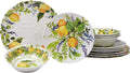 Certified International Lemon Zest 12 pc Melamine Dinnerware Set, Service for 4, Multicolor