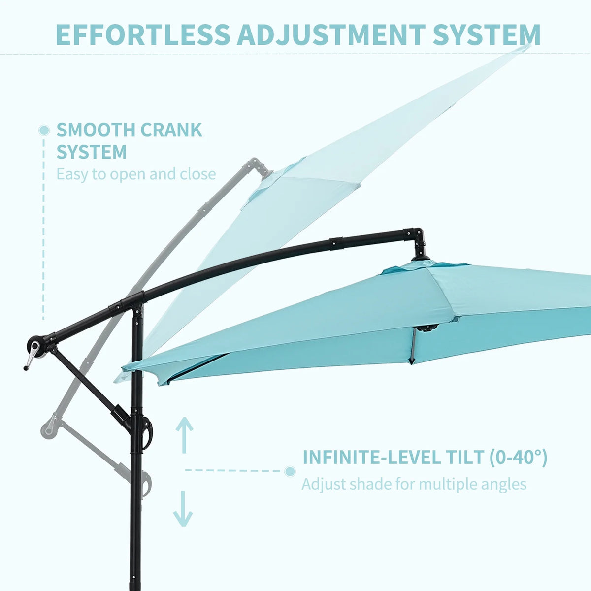 Autlaycil 10 ft Cantilever Offset Outdoor Patio Umbrella with Base Stand Rotate and Tilt, Blue