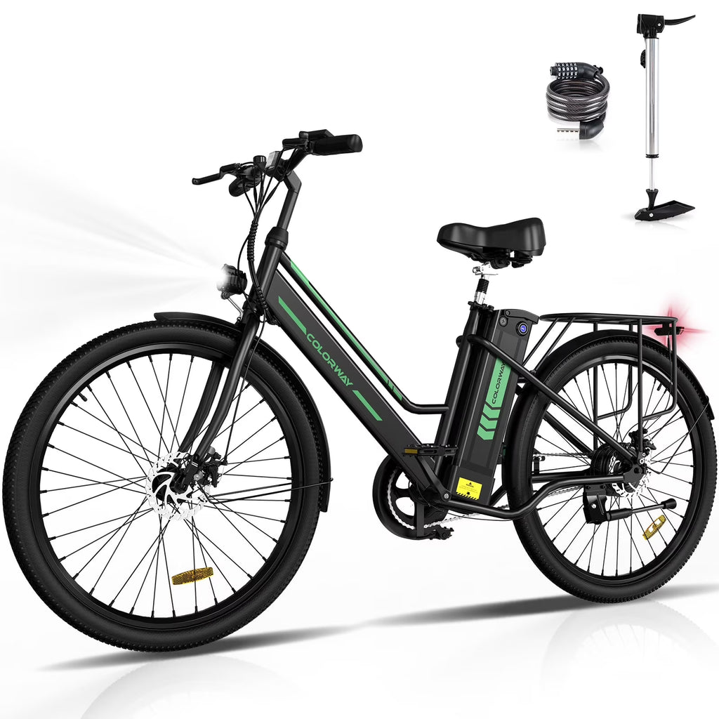 COLORWAY 26" Electric Bike for Woman, 500W Powerful Motor, 36V 12AH Removable Battery E Bike, , Max. Speed 19.9MPH Electric Bicycle UL2849