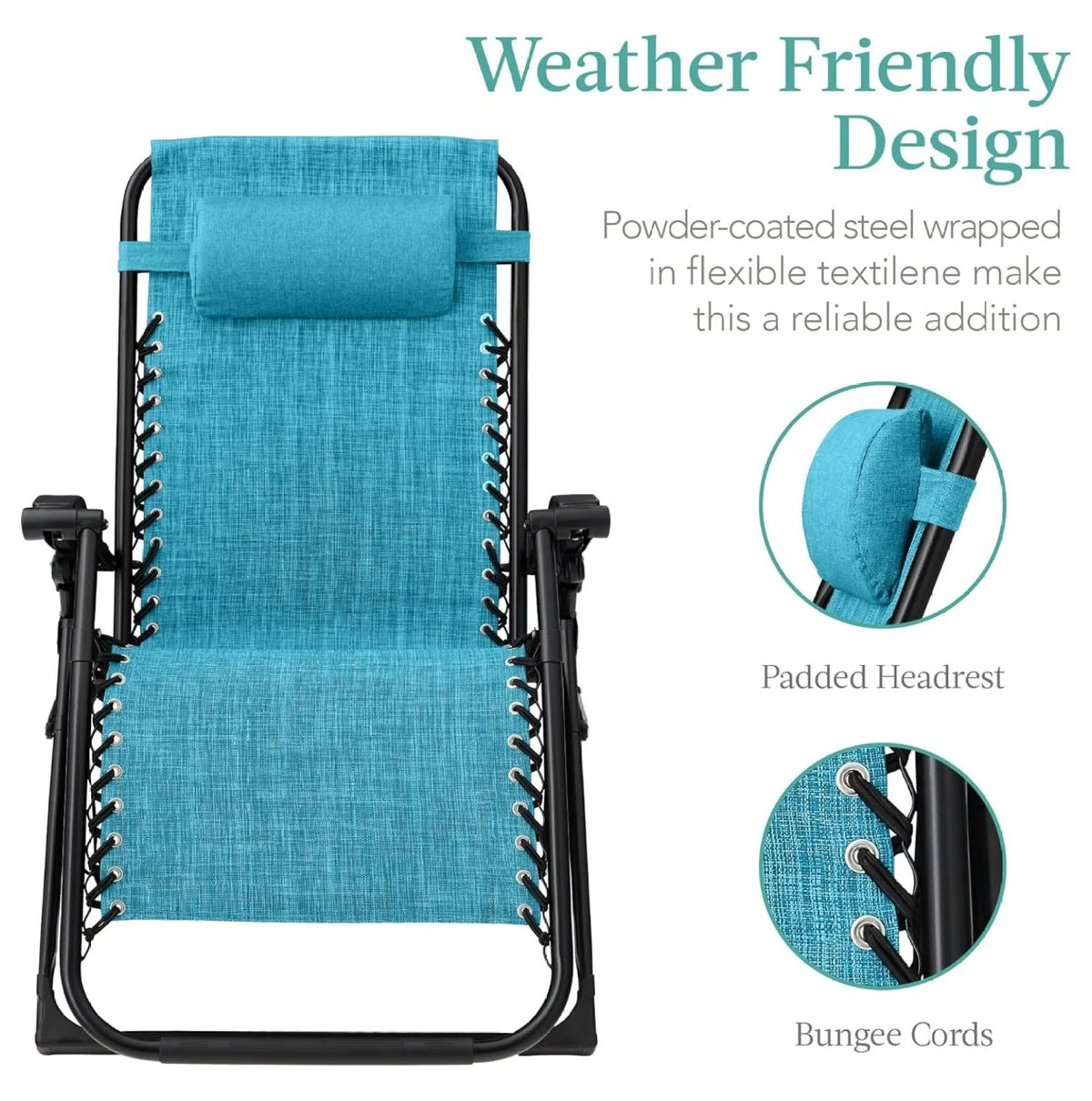 Oversized Chair, Folding Outdoor Patio Recliner, XL Anti Gravity Lounger w/Removable Cushion, Cup Holder, Side Tray, 350lb Capacity - Taupe