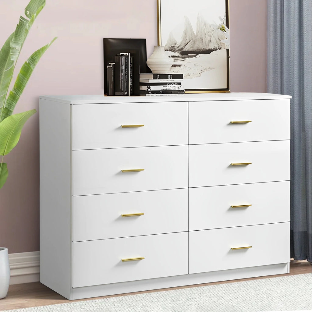 Aukfa Wood 9 Drawer Dresser for Bedroom, Long Chest of 9 Drawers TV Stand,Walnut