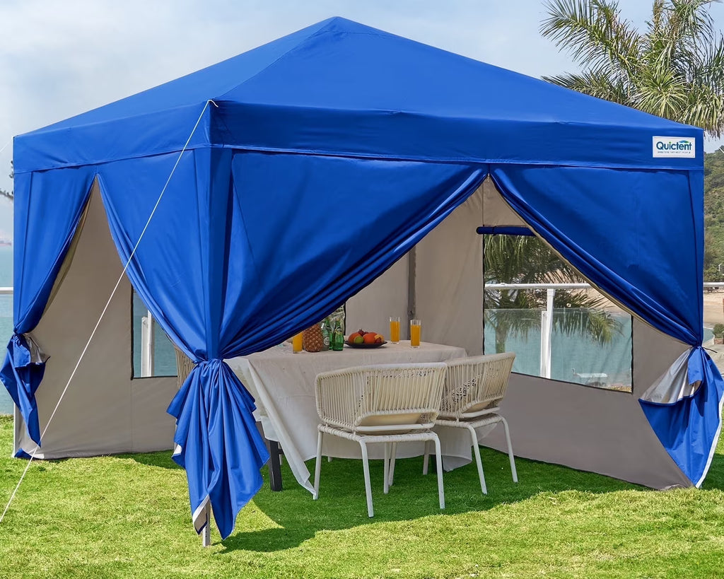 Quictent 8'x8' Pop up Canopy Tent with Sidewalls Instant Outdoor Gazebo Canopy Tent Shelter Enclosed Waterproof, with Wheeled Bag (Pink)