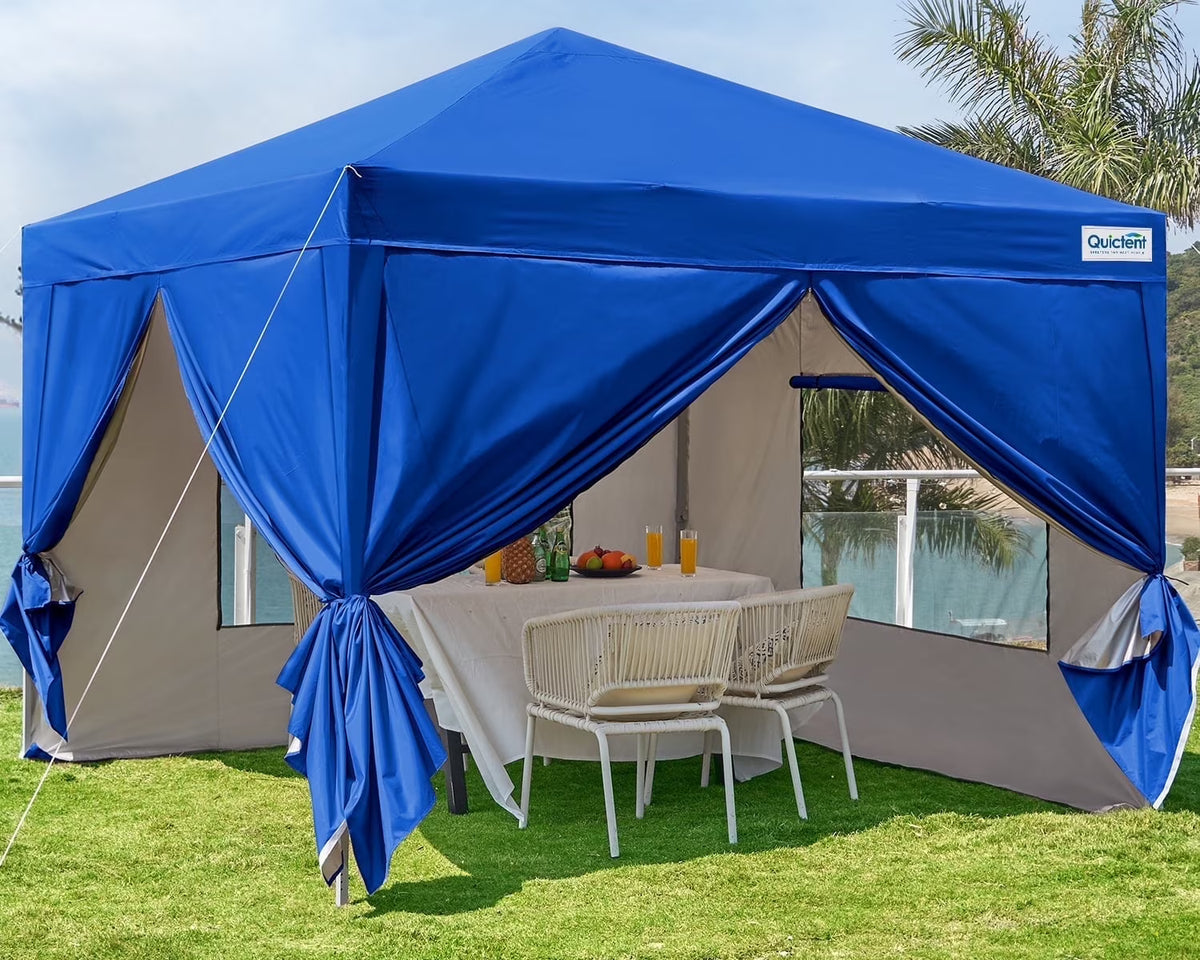Quictent 8'x8' Pop up Canopy Tent with Sidewalls Instant Outdoor Gazebo Canopy Tent Shelter Enclosed Waterproof, with Wheeled Bag (Pink)