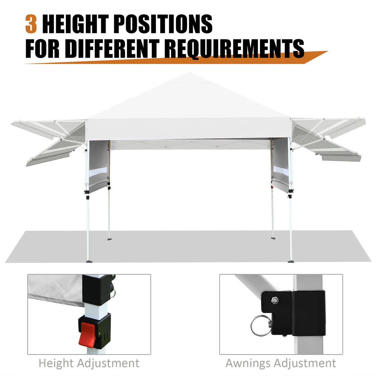 Patiojoy 10x17ft Pop up Canopy  3 Height Adjustment Folding Tent with Roller Bag White
