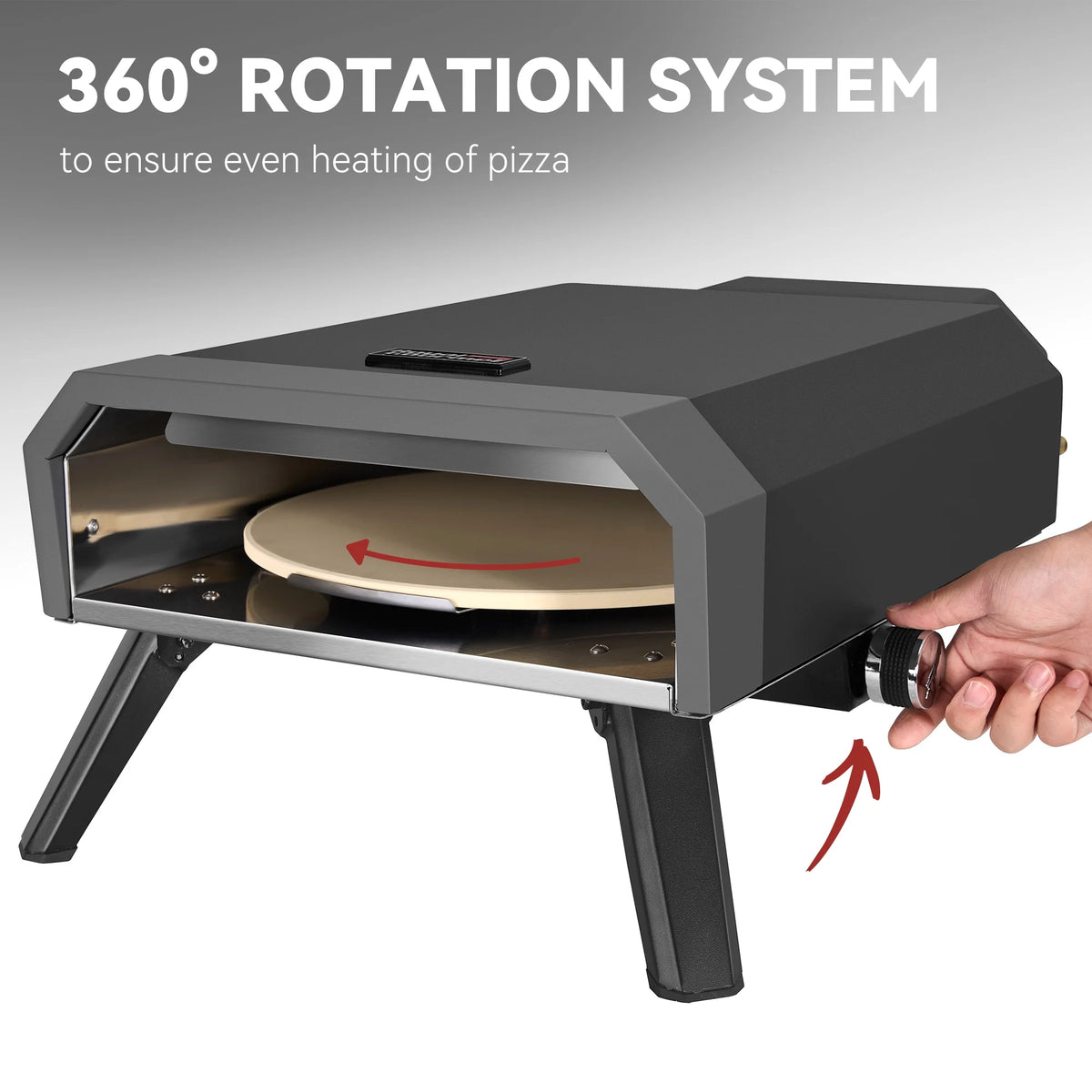 Royal Gourmet GP1301 Portable Gas Pizza Oven with 13-inch Pizza Stone,with Collapsible Legs for Backyard, Outdoor, Handmade Pizza, Black