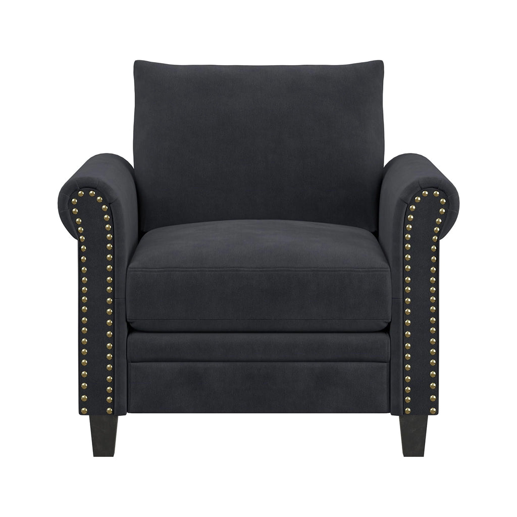 Lifestyle Solutions Fallon Armchair with Nail Head Trim, Gray Fabric