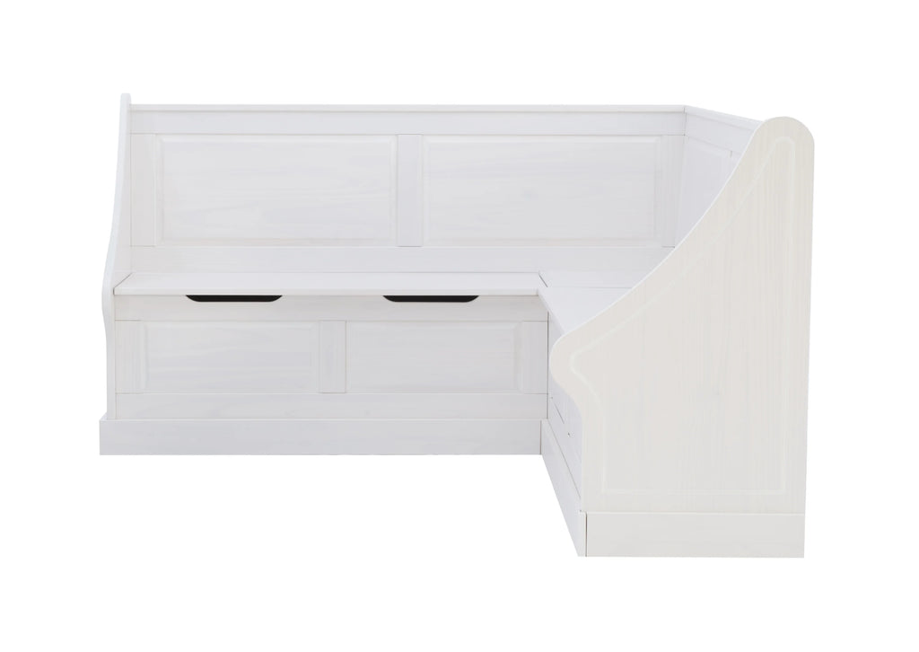 Linon Tobin Casual Wood Corner Dining Breakfast Nook Bench with Storage, White