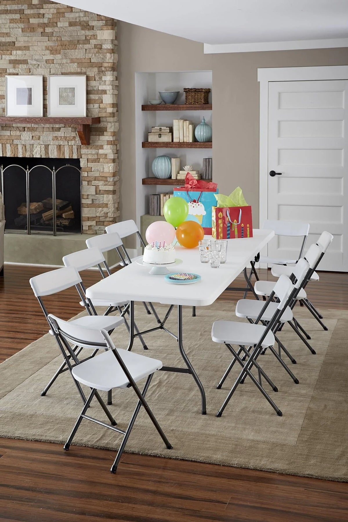 Cosco 8 Foot Centerfold Folding Table, White