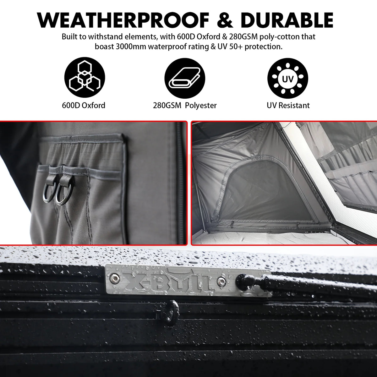 X-BULL Hard Shell Roof Top Tent with Ladder and Mattress