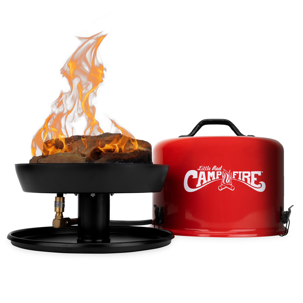 Camco Olympian Big Red Campfire, Approved for RV Campgrounds, Includes 10-Foot Propane Hose (58035)