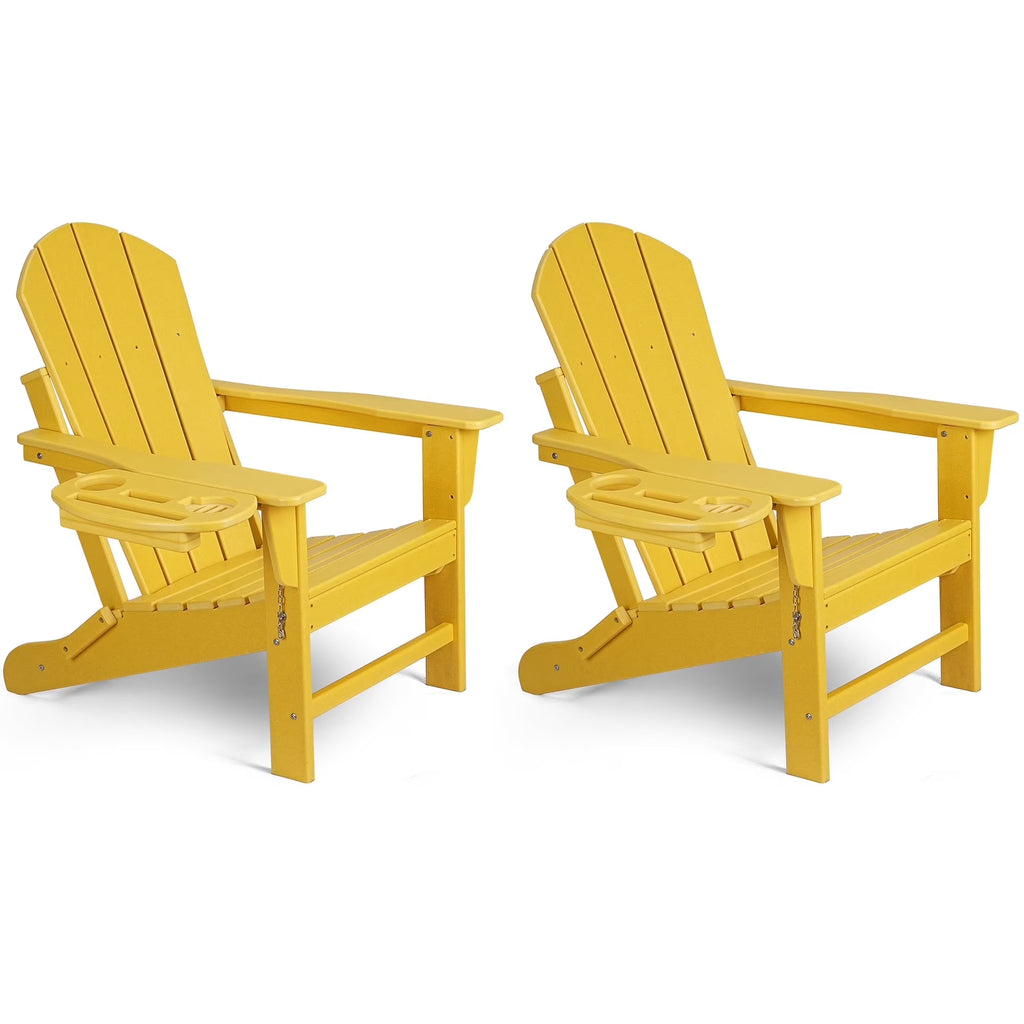 FOOWIN HDPE Plastic Adirondack Chairs Set of 4, Black