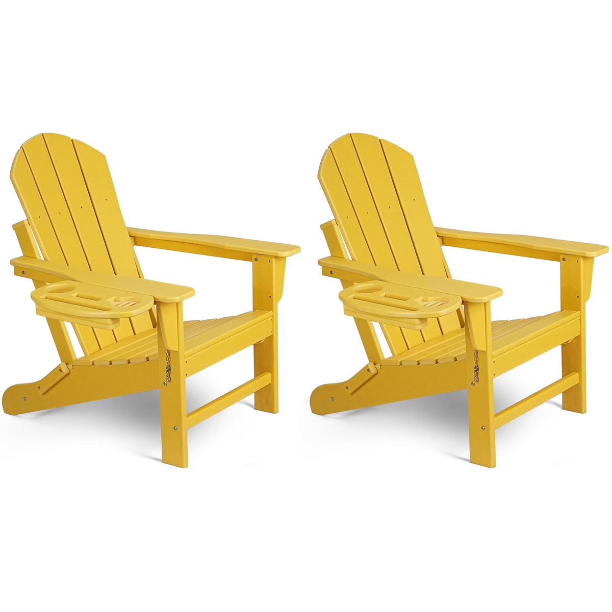 FOOWIN HDPE Plastic Adirondack Chairs Set of 4, Black