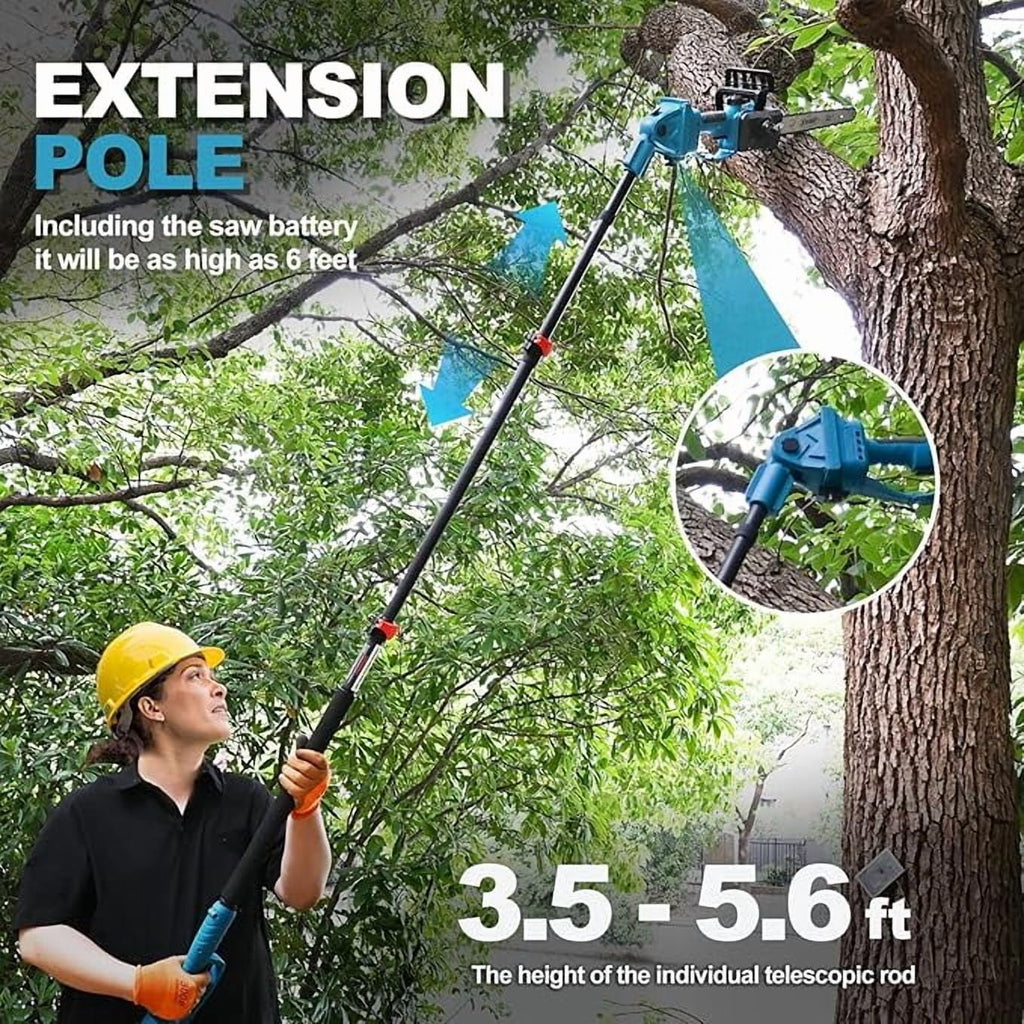 12 inch Cordless Pole Saw with 2 Max 20V*4Ah Batteries, Electric Pole Saw Battery Powered,15-Foot Reach for Tree Trimming