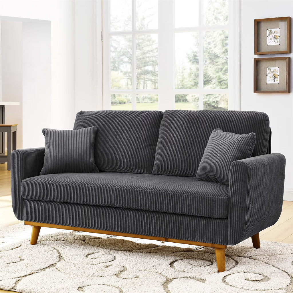 Aukfa 68" Small Sofa Couch Comfy Mid Century Modern Loveseat Sofa for Living Room Bedroom, Cream