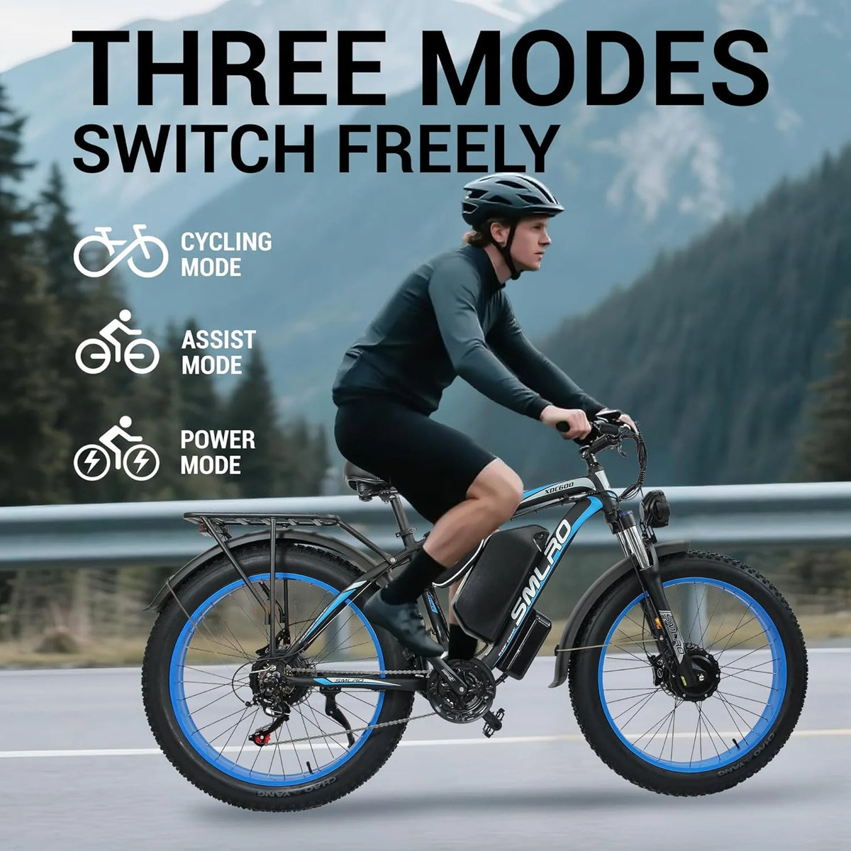 3000W Peak Dual Motor Ebike, 52V 30AH Battery Electric Bike for Adults, 7-Speed 40MPH AWD Ebike Mountain Snow E-Bike with 26" x 4.0 Fat Tire MTB Hydraulic Disc Brake  for Off-Road Snow