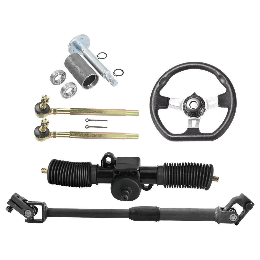 Complete 30" Rear Axle Kit & 6" Wheels & 48V 1000W Motor Differential Kit & Go Cart Seat & Steering Assembly Front Swingarm For Electric Vehicles Go Kart Drift Trike ATV Quad Golf Cart Buggy