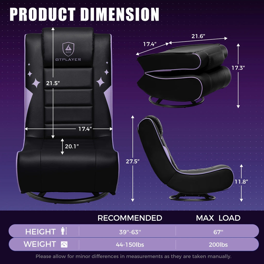 GTPLAYER Swivel Floor Gaming Chairs with Foldable Backrest for Teens,, Red