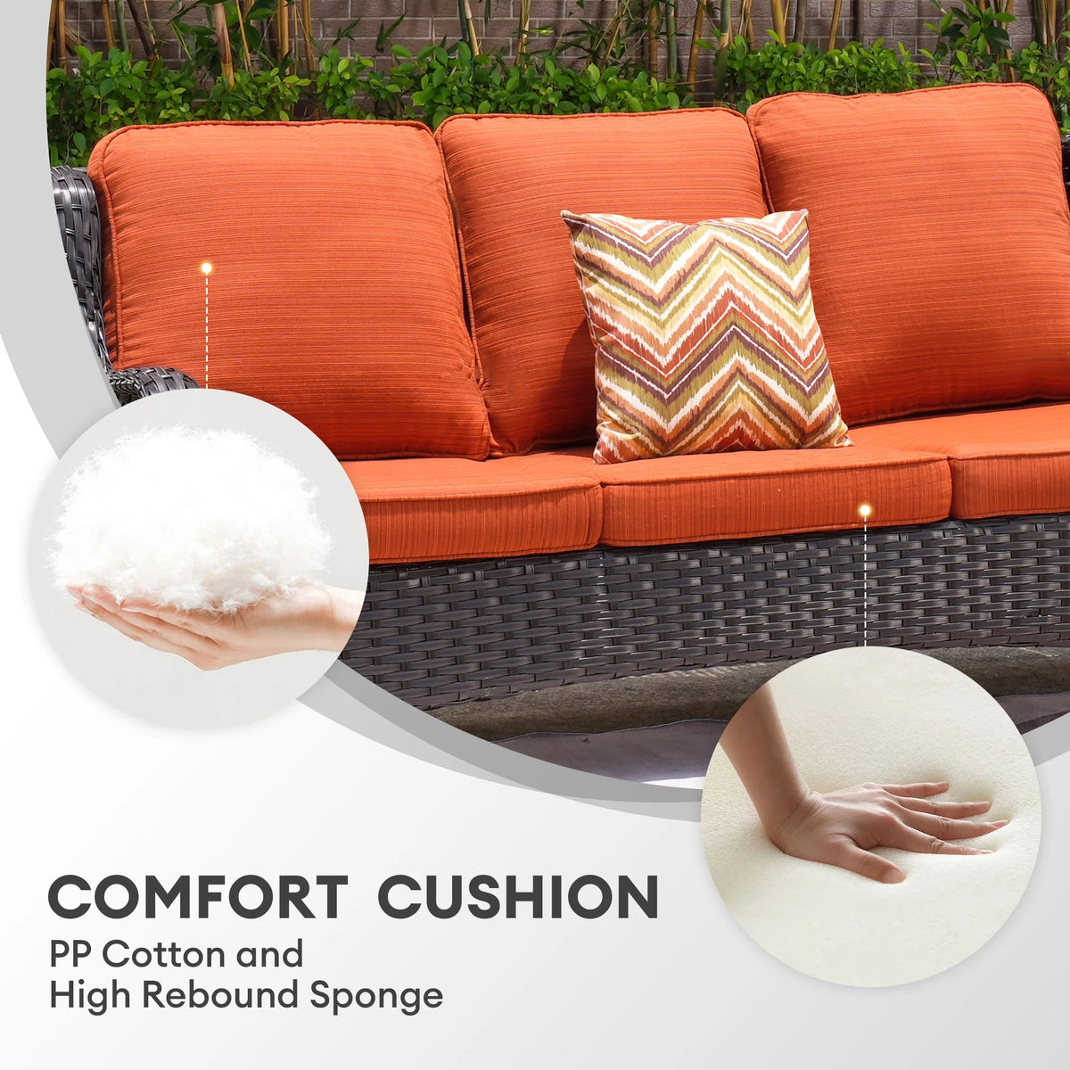 Vcatnet 8 Pieces Outdoor Patio Furniture Sectional Sofa All-weather Conversation Set with Swivel Rocking Chairs and Fire Pit Table for Garden,Poolside,Gray