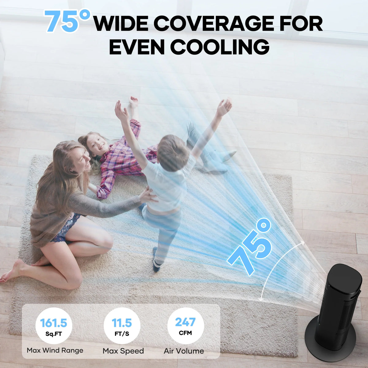 MaxKare 40" Evaporative Air Cooler, 3 Modes, 12H Timers, Oscillating Tower Fan White