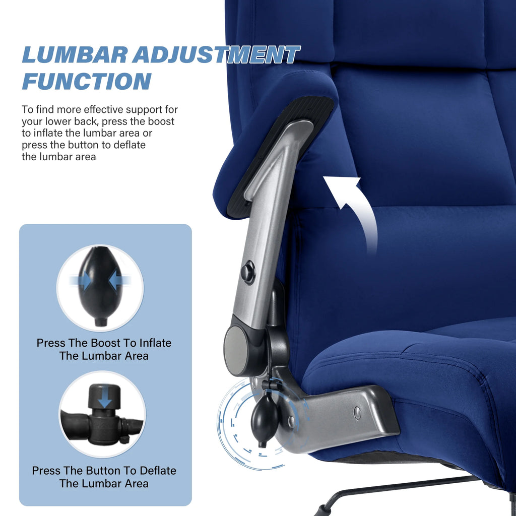 Big and Tall 700lbs Office Chair, Ultra-Soft Fabric Executive Desk Chair, Ergonomic Computer Chair with 3D Flip Up Arms, Adjustable Lumbar Support, Heavy Duty Metal Base and Quiet Rubber Wheel, Black