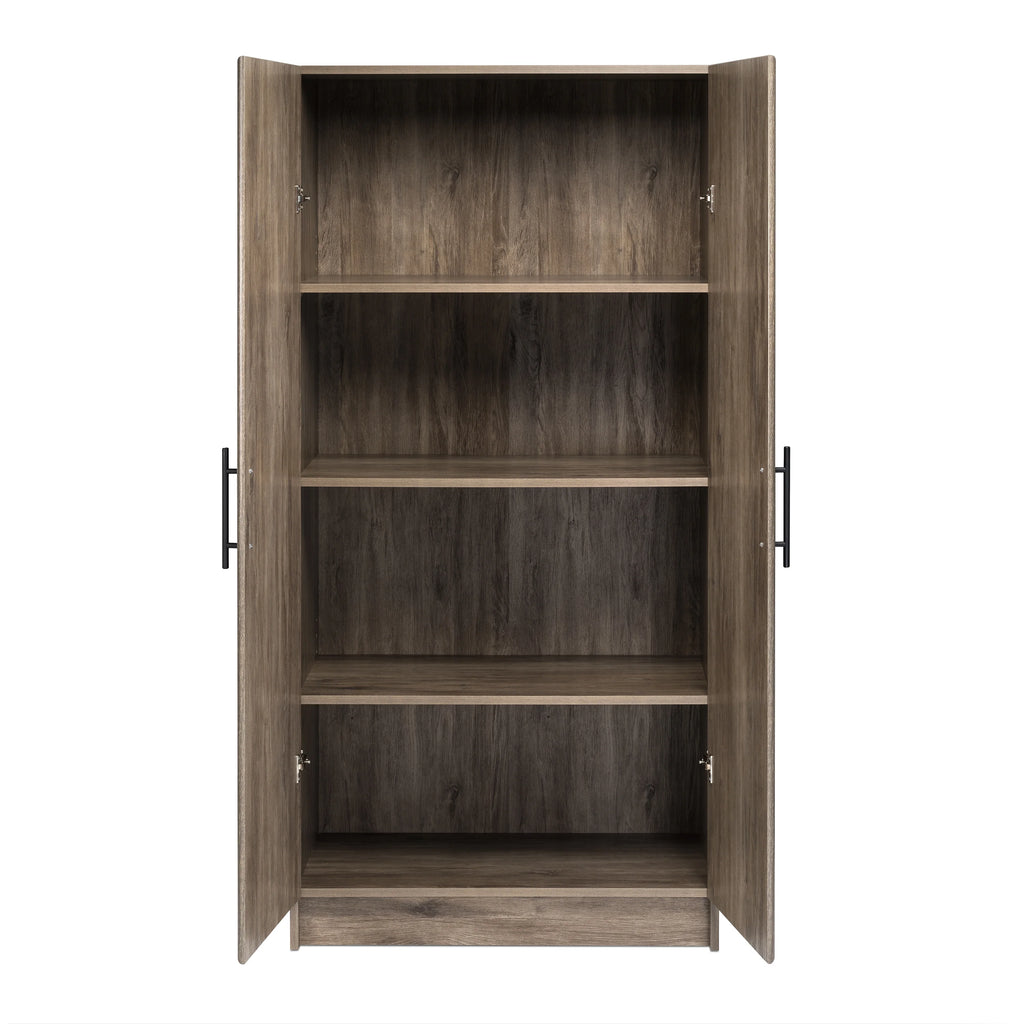 Prepac Adjustable Shelves Cabinet - Functional Tall Garage Table, 16"D x 32"W x 65"H Freestanding Garage Cabinet with 2-Doors, Light Gray - GES-3264