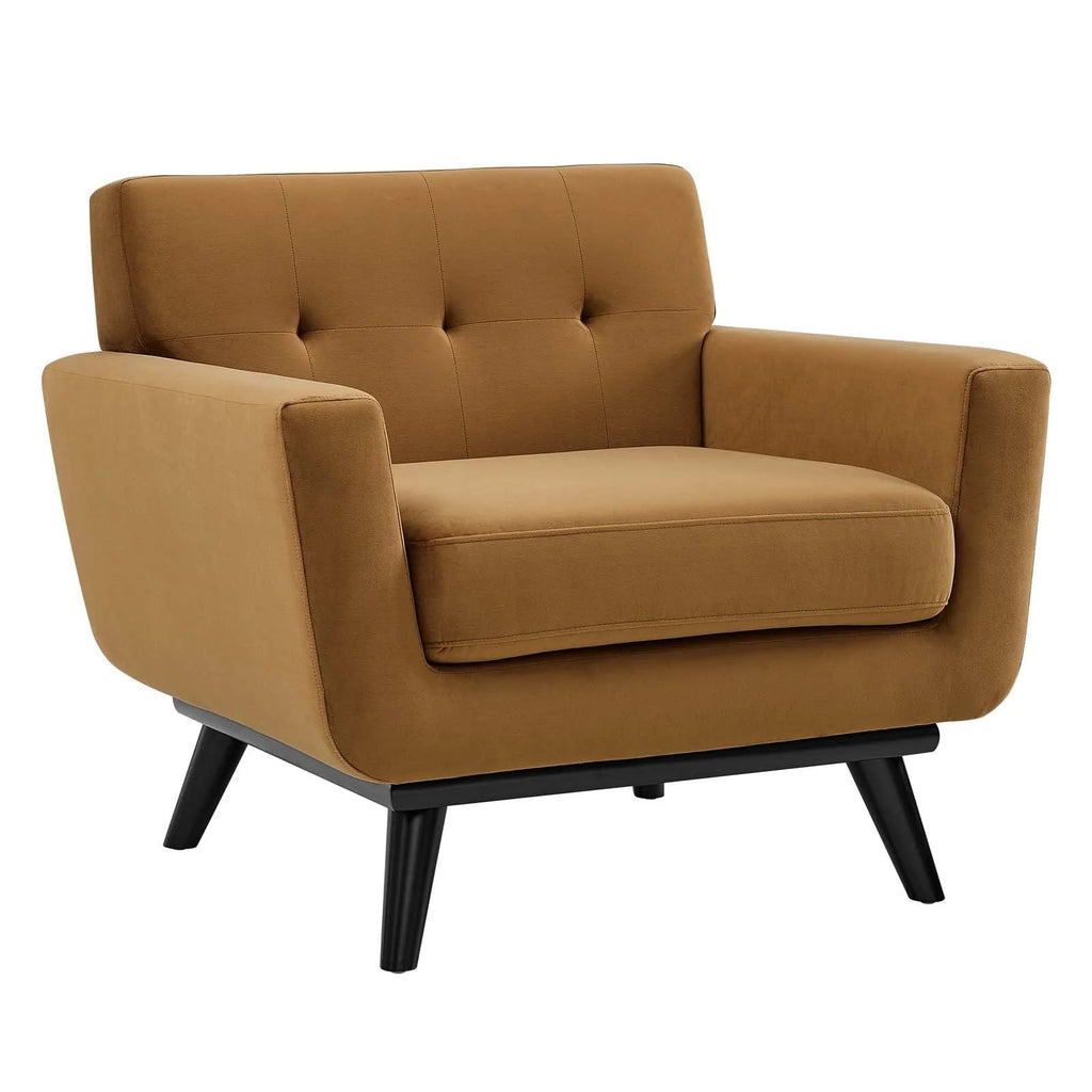 Modway Engage Performance Velvet Armchair in Cognac