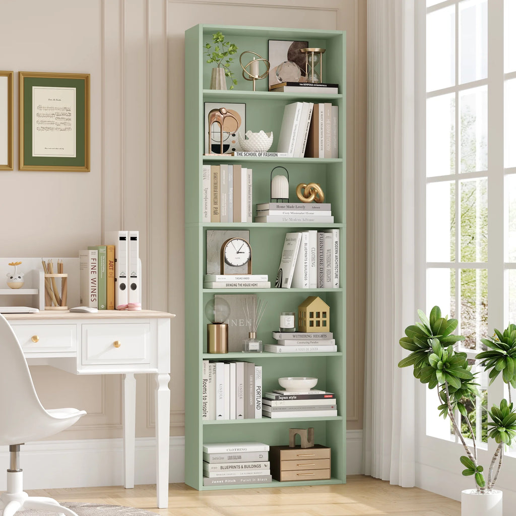 Homfa 82" Tall Bookcases, Freestanding Display Storage Shelves, 7-Tier Open Bookshelf for Home Office Living Room Bedroom, White