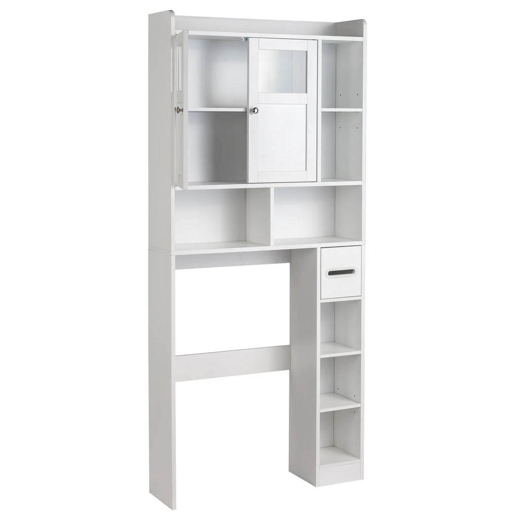 Ktaxon Over the Toilet Bathroom Storage Cabinet with 2 Doors & 3 Storage Shelves Space Saver, White