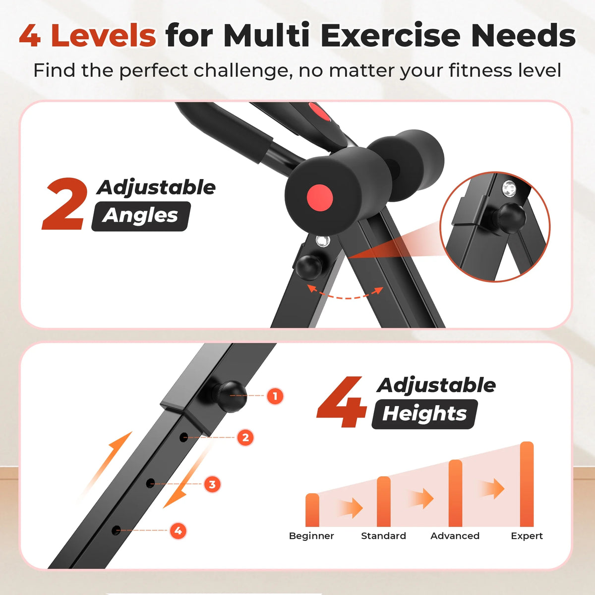 HIJOB Foldable Abdominal Trainers Fitness Equipment Machine with LCD Display for Home Gym Full Body Exercise, Max 440lbs