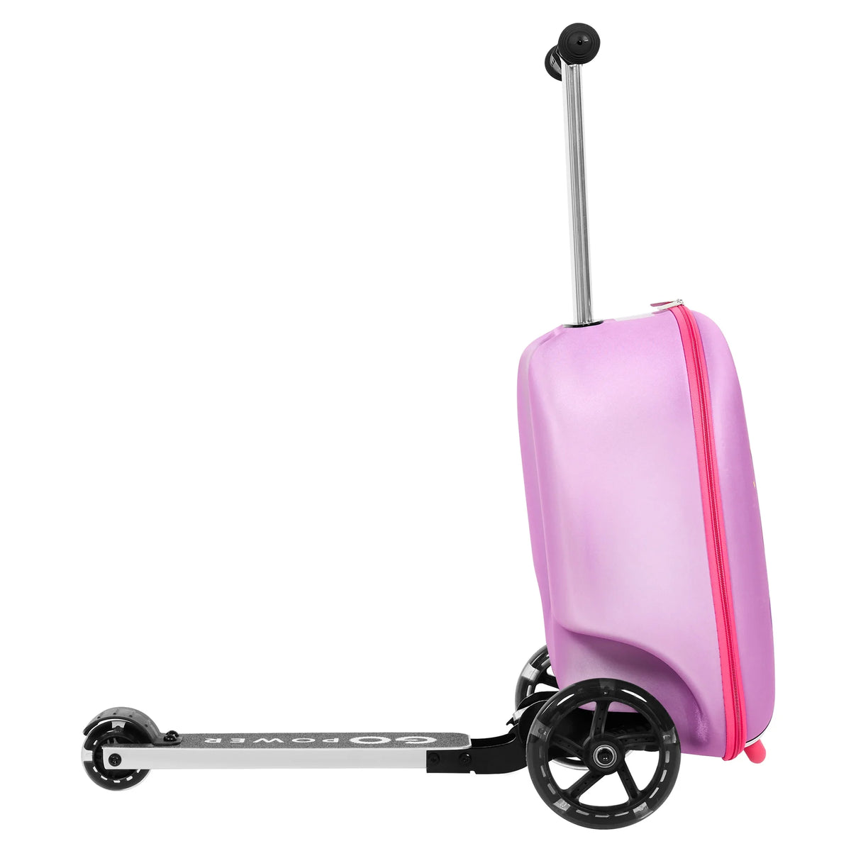 Gopowerbike Go Voyage Kids 2-in-1 Luggage Scooter | 3-Wheel Design with Light-Up Wheels | Pink