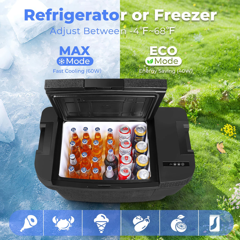Car Refrigerator for Tesla Model Y 2019-2024 , 37QT(35L) -4 ~68 Car Fridge 12V Refrigerator , APP Control, Trunk Portable Freezer for Camping Tailgating Road Trip