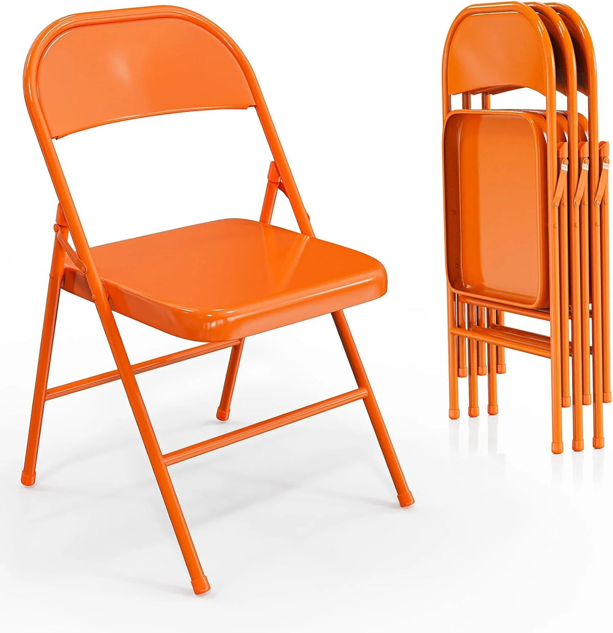 VINGLI Folding Chairs All Steel Metal Frame, Capacity 350 lbs, Durable Portable and Versatile for Indoor Outdoor Use, Black, Set of 8