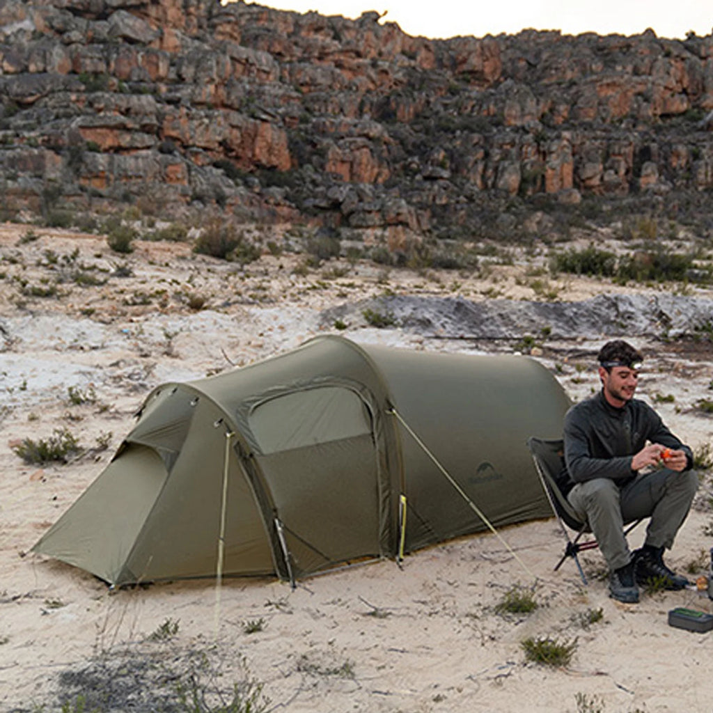 Naturehike, Ultralight Hiking Tent, Tear-resistant Tunnel Tent, Waterproof Camping Tent, Windproof Tent with Hall, 15D Lightweight Silicone-coated Nylon Fabrics,Large size for 2/3 Person.
