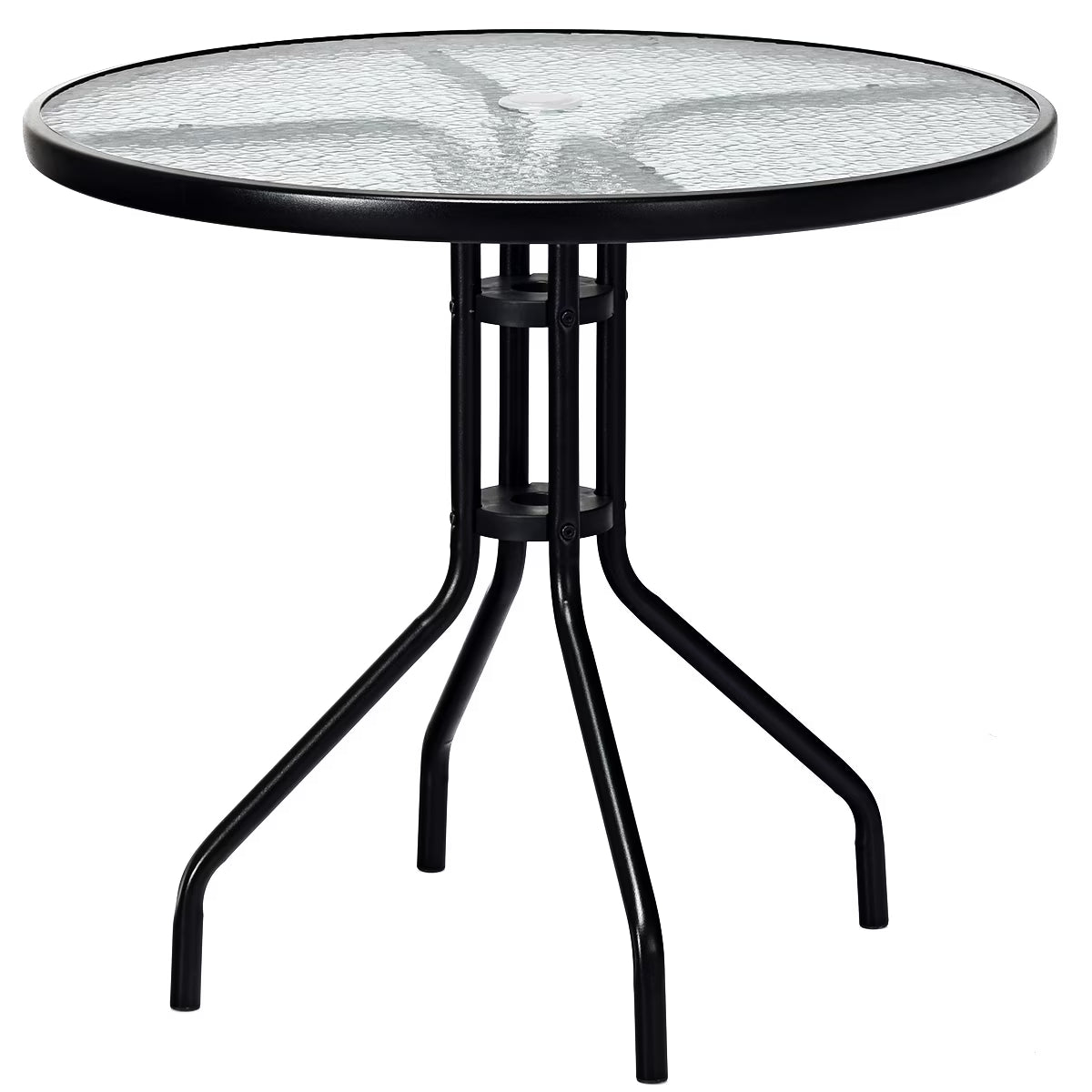 Patiojoy 32" Round Garden Bar Glass Table Patio Umbrella Deck Outdoor Furniture