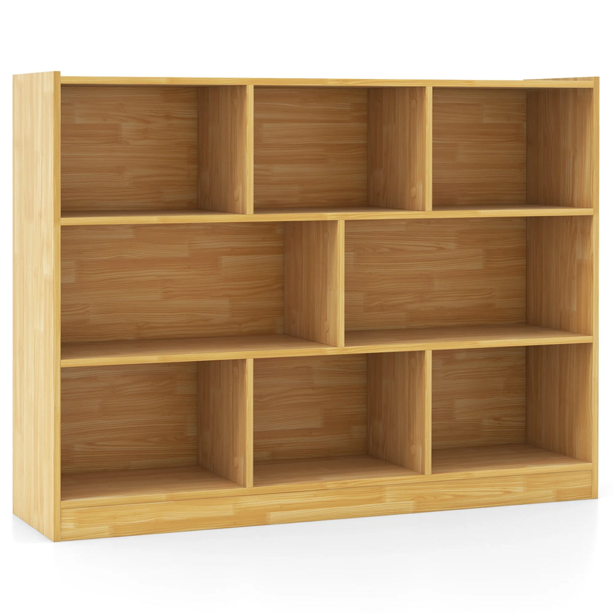 Costway 3-tier Open Bookcase 8-Cube Floor Standing Storage Shelves Display Cabinet White