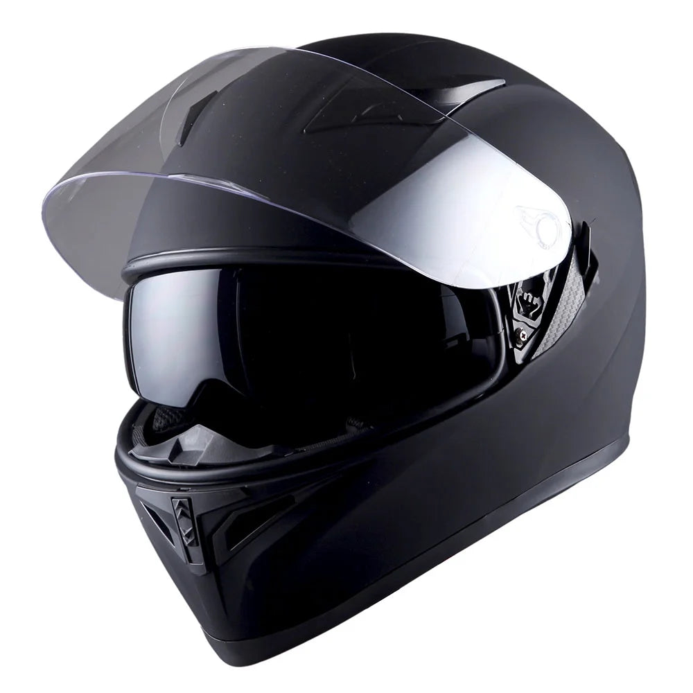 1Storm Motorcycle Modular Full Face Flip up Dual Visor Helmet + Spoiler + Motorcycle Bluetooth Headset: HJK316 Mechanic Red