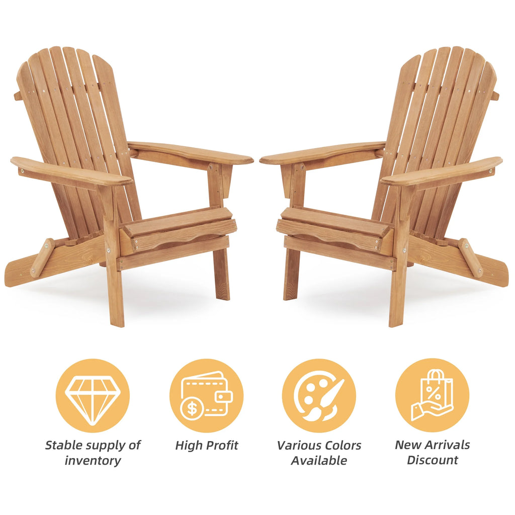 uhomepro Outdoor Adirondack Chairs Set of 2, Folding Fire Pit Chair, Weather Resistant Patio Lawn Chair for Outside Deck Garden Backyard Balcony, Gray