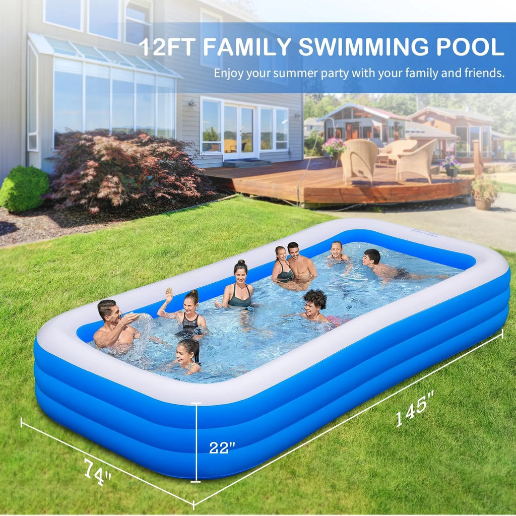 Large Inflatable Pool, Oversized Family Swimming Pool for Kids and Adults, Perfect for Backyard and Summer Parties