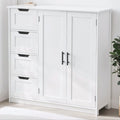 Ktaxon Wooden Bathroom Floor Cabinet with 4 Drawers & 1 Cupboard for Living Room Entryway, White