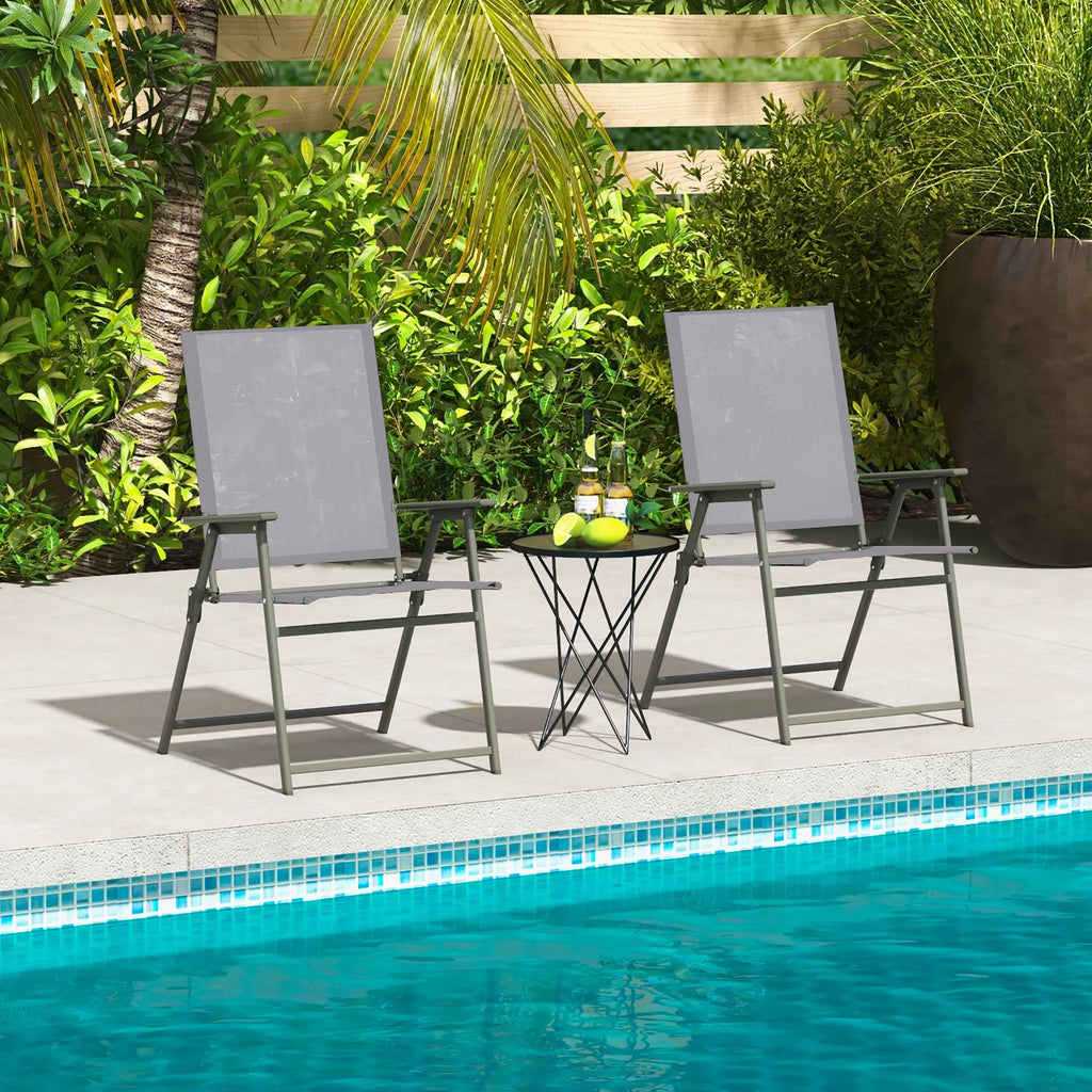 Costway 4pcs Patio Folding Portable Dining Chairs Metal Frame Armrests Garden Black