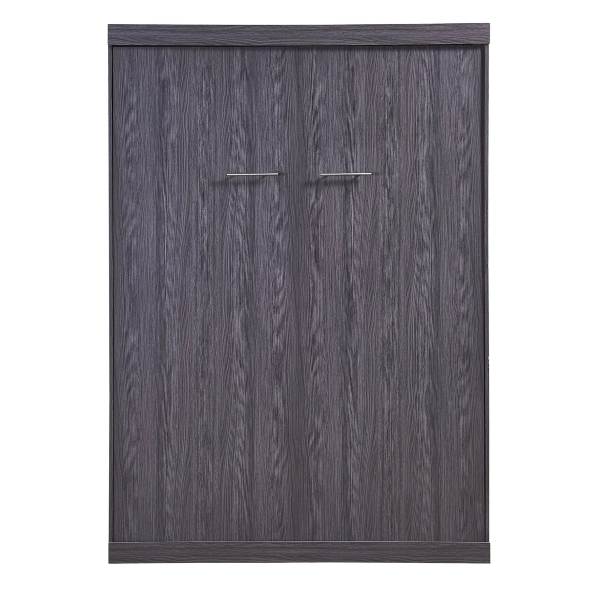 Euroco Wood Full Size Murphy Wall Bed with Wardrobe and Drawers for Living Room, Moveable Wardrobe and Drawers, Space-Saving & Easy Open and Close for Kids Teens Adults, Gray