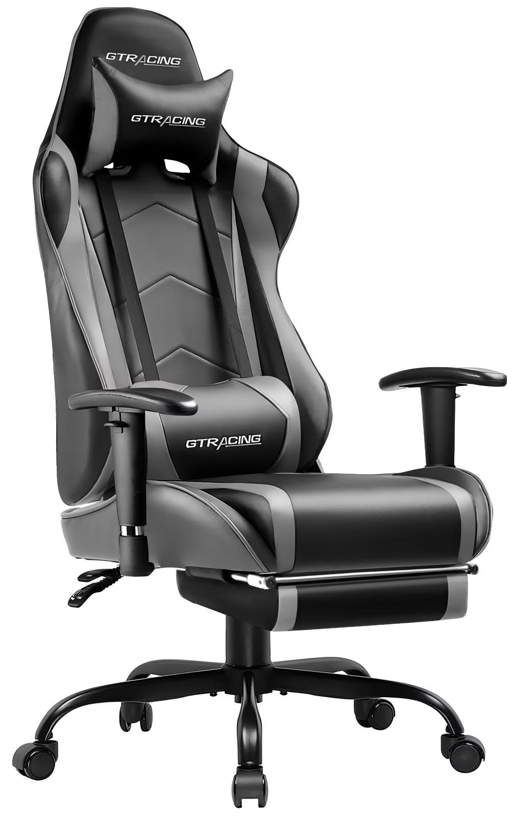 GTRACING Gaming Chair, Ergonomic Office Desk Chair with Lumbar Support, PU Leather, Footrest & Adjustable Headrest, Red