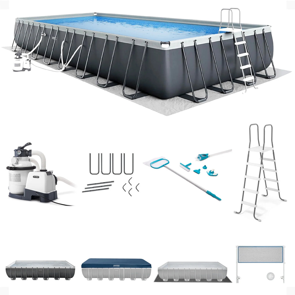 Open Box Intex 32 Ft x 16 Ft x 52 Inch Ultra XTR Rectangular Pool Set w/ Pump